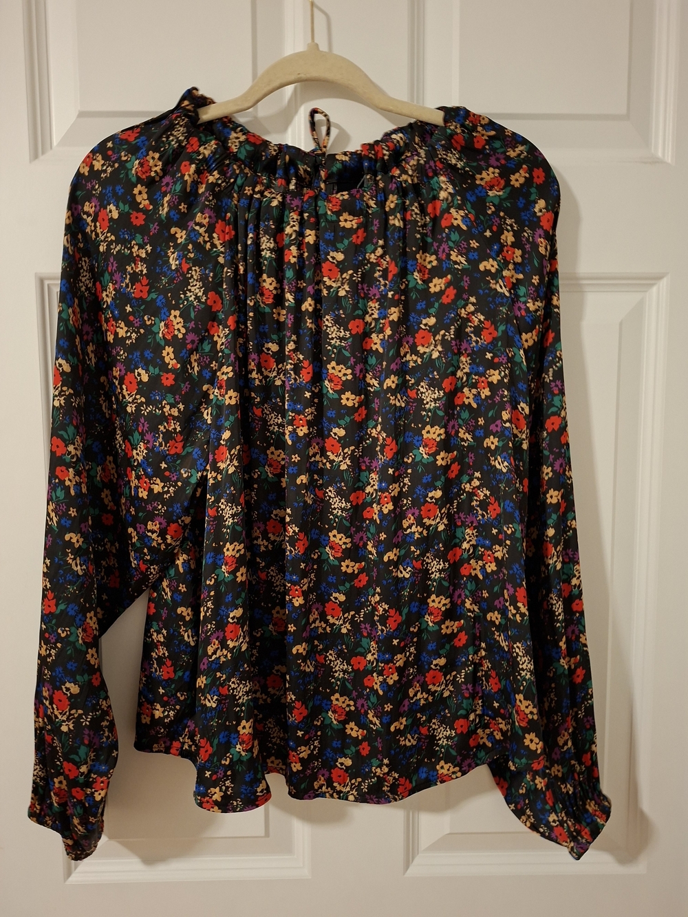 Gap Floral Long Sleeve Bow Back Blouse, Size L